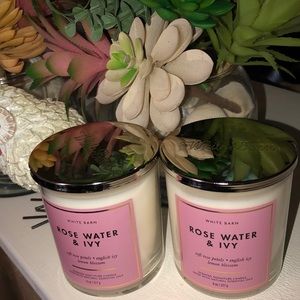 Bath and Bodyworks One Wick Candles Rose Water & Ivy Set of two